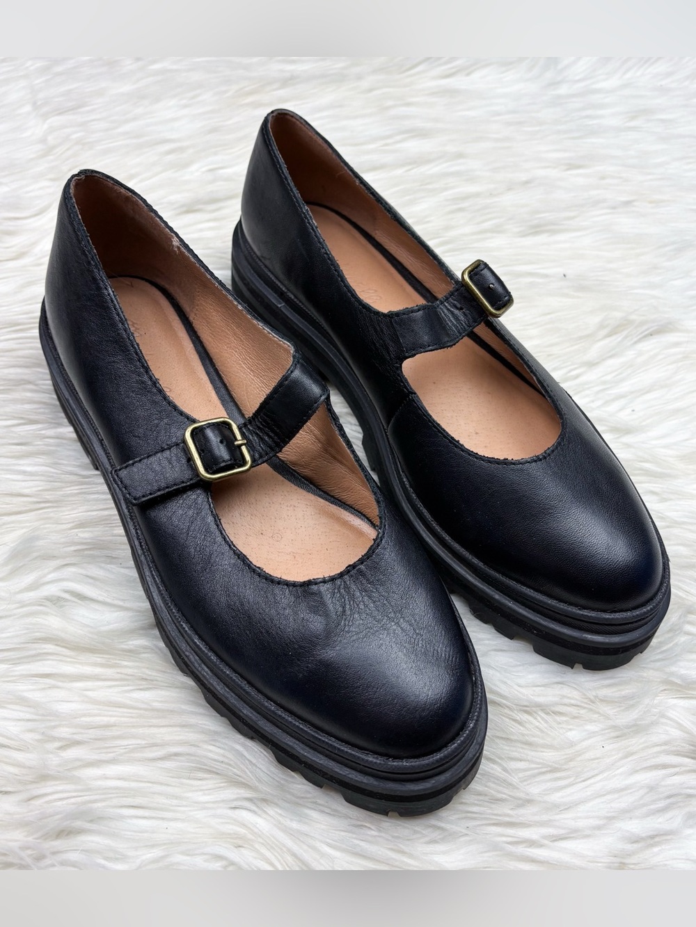 Madewell The Freya Platform Lugsole Mary Jane True Black Leather Size 8.5 - Picture 2 of 12